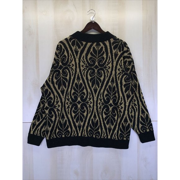 Vintage Fortune Knits Womens Black Glitter Gold Thread Sweater-8441 - Picture 4 of 7